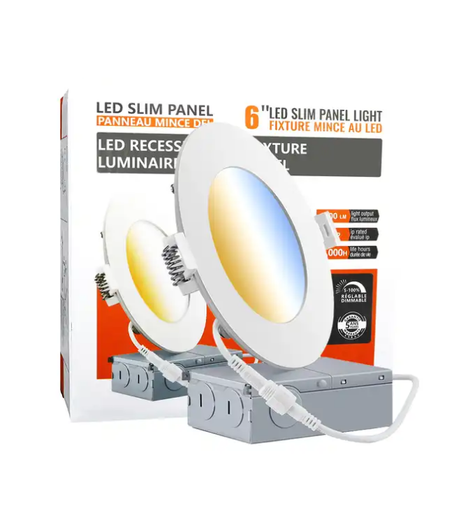 12pack In Stocked Recessed Ceiling Light 6 Inch 5cct Selectable Etl Led  12W Slim Pot Lights