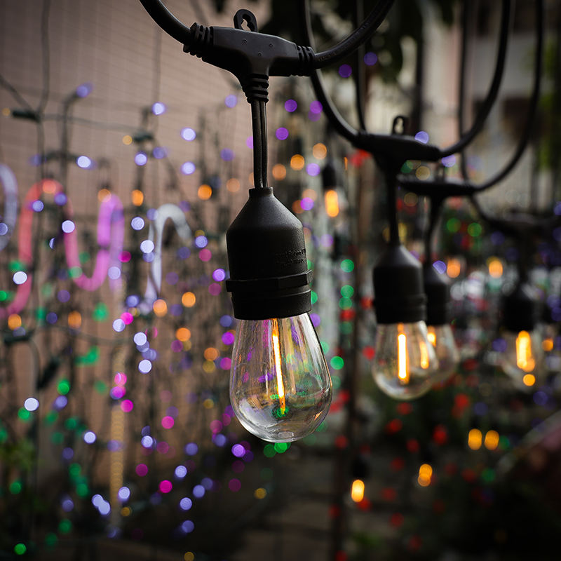 Christmas Lights 48ft 15 E26 Bulbs Outdoor Bistro Decorative LED String Lights Holiday Wedding Party Waterproof