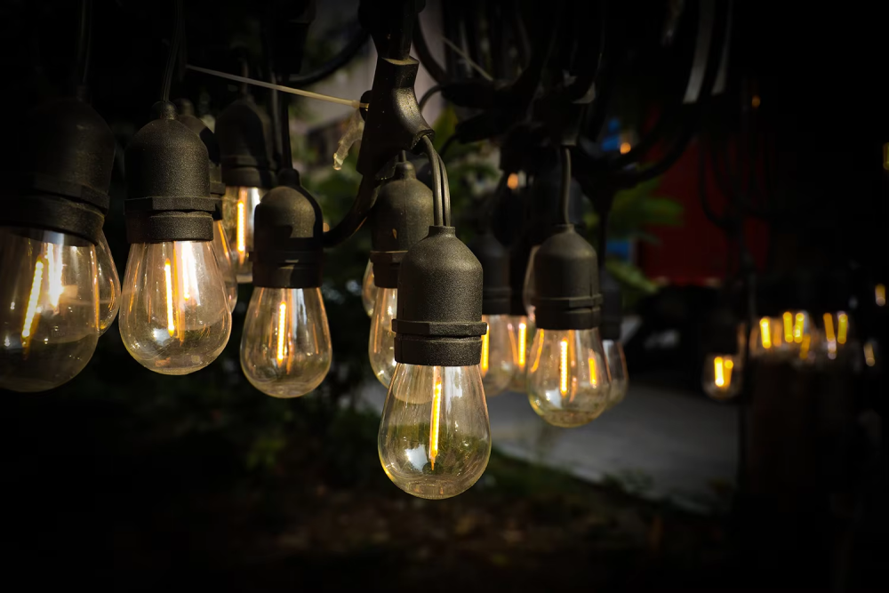 Christmas Lights 48ft 15 E26 Bulbs Outdoor Bistro Decorative LED String Lights Holiday Wedding Party Waterproof