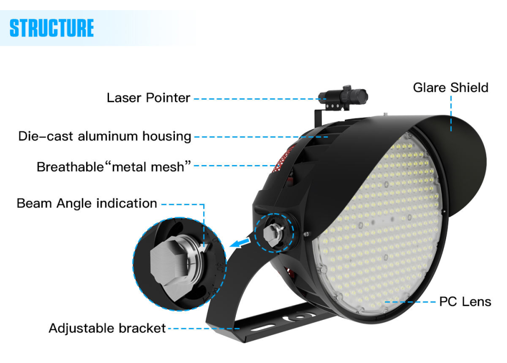 Stadium Lights Us Stock IP65 Stadium 600w Led High Mast Light Dusk to Dawn Stadium Flood Light Outdoor Commercial