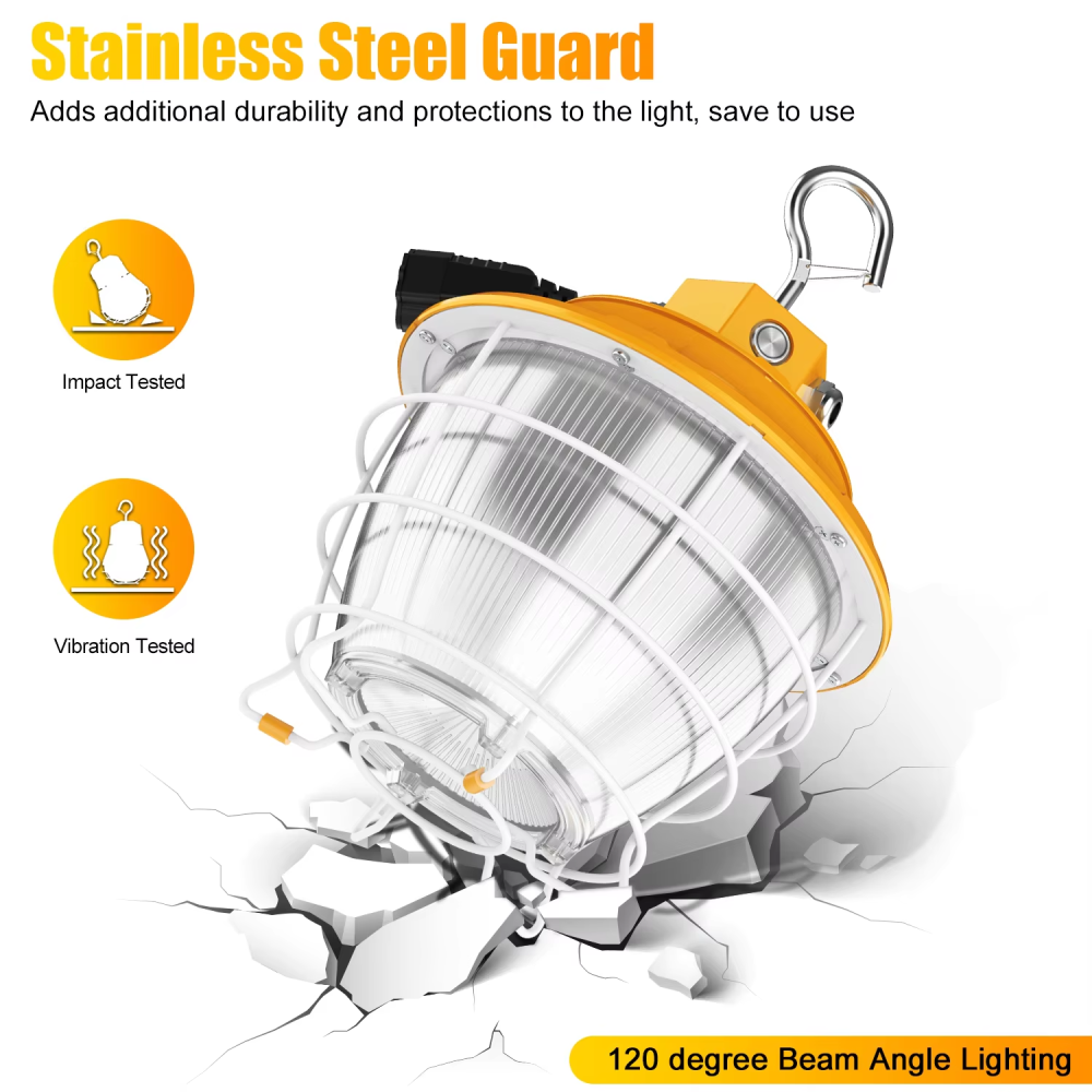 LED Construction Lights IP65 Flood Lights 100W 4.5/5/5.7K Daylight Portable Task Work Lights for Workshop Construction Job Site