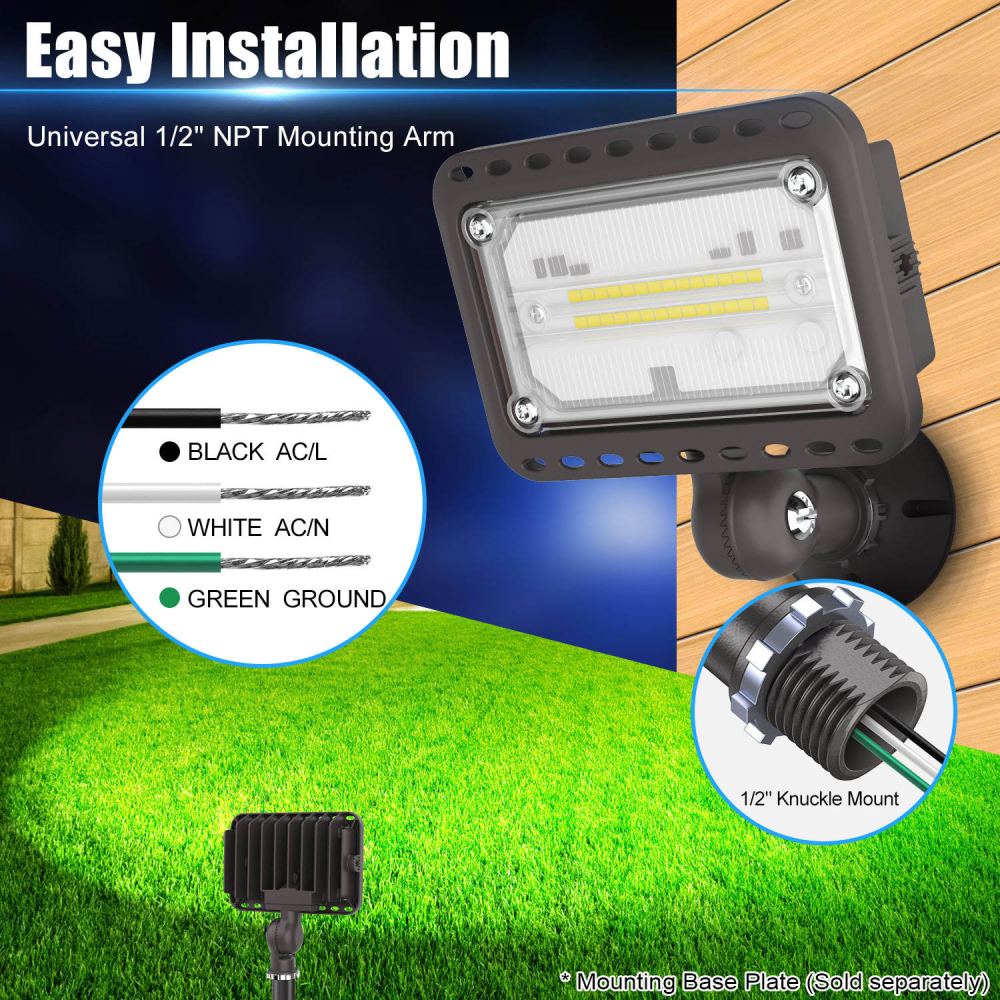 LED Outdoor Knuckle Mount Flood Light 20W Dusk-to-Dawn Photocell Sensor 5000K Exterior Light for Wall Light Backyard Area