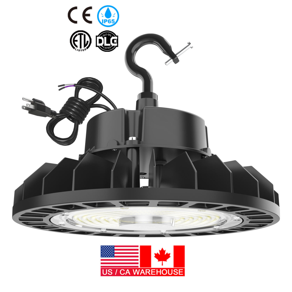 High Bay Lights US Stock 0-10V Dim 5000K 240W IP65 Industrial Warehouse UFO Led Highbay Light with Microwave DLC ETL CE