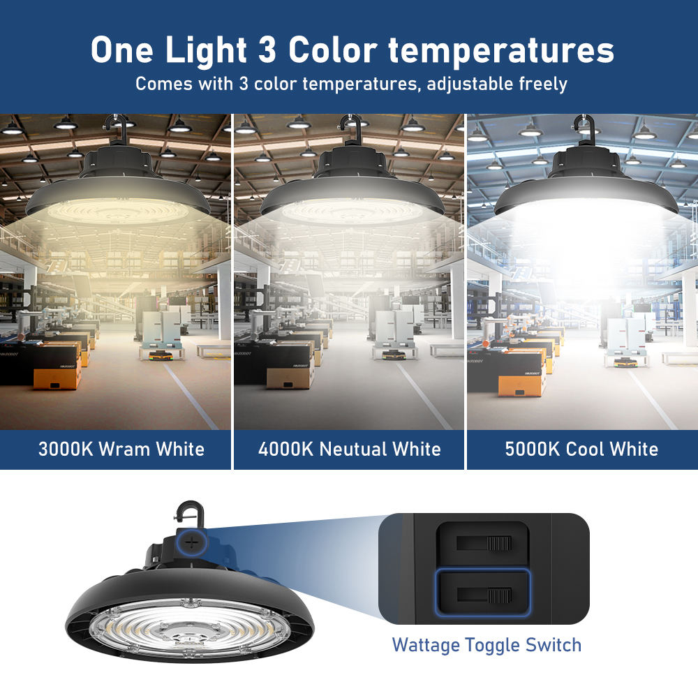 USA Stock Factory Customization 150W LED UFO High Bay Light CCT and Power Adjustable UFO High Bay Lights for Gymnasiums