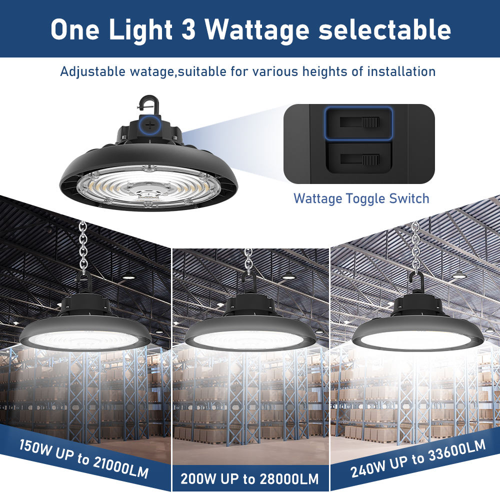 USA Stock Factory Customization 150W LED UFO High Bay Light CCT and Power Adjustable UFO High Bay Lights for Gymnasiums