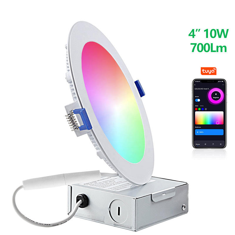 10pack 4inch ETL Energy Star RGB Ceiling Downlight Smart RGBW Ultra Slim Panel Light Wifi Recessed Downlights