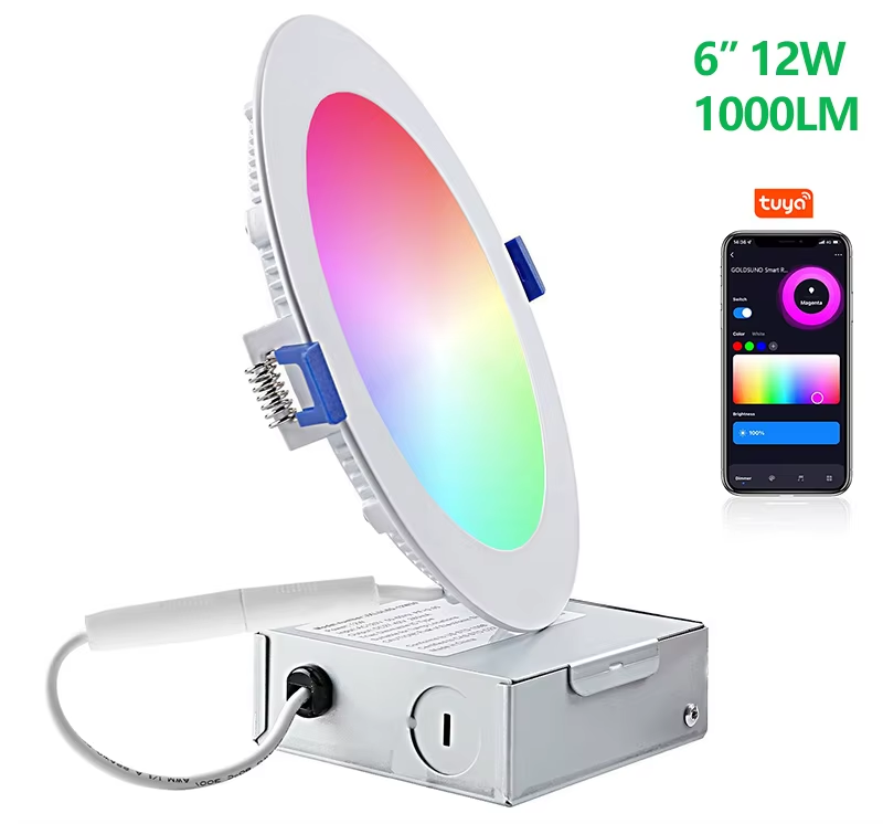 10pack 6inch ETL Energy Star RGB Ceiling Downlight Smart RGBW Ultra Slim Panel Light Wifi Recessed Downlights