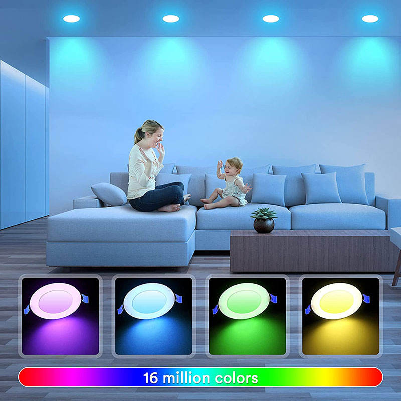 10pack 4inch ETL Energy Star RGB Ceiling Downlight Smart RGBW Ultra Slim Panel Light Wifi Recessed Downlights