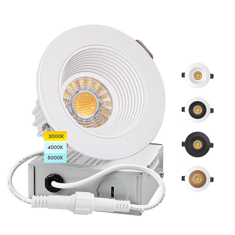 10pack Modern 4 Inch 12W 3CCT Selectable LED Recessed Downlights Anti Glare Hotel Lighting IP44 Rated