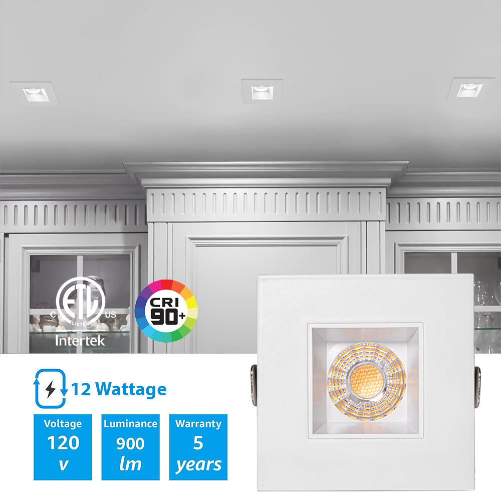10pack Modern Indoor 4 Inch Square Recessed LED Downlight 3CCT Selectable Anti Glare Square Downlight for Home
