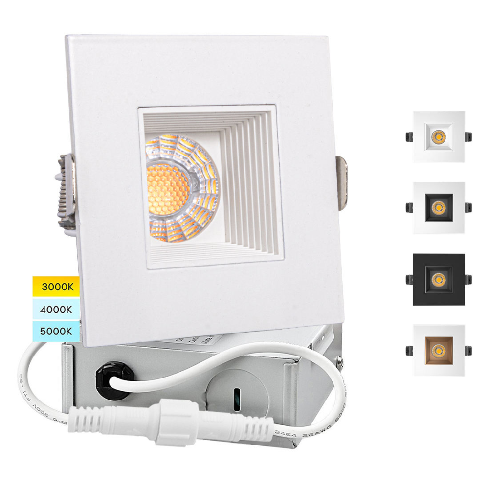 10pack Anti-Glare Downlight 4inch 15W Dimmable Ceiling COB LED Square Baffle Downlight 3CCT Selecatable Downlight CRI 90+