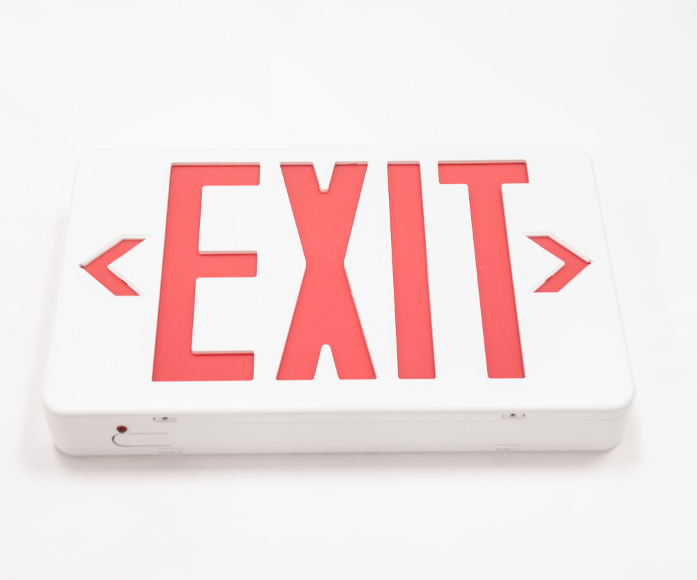6pack Wall Mounted Red LED Recharged Exit Sign Emergency Exit Lights With Backup Battery