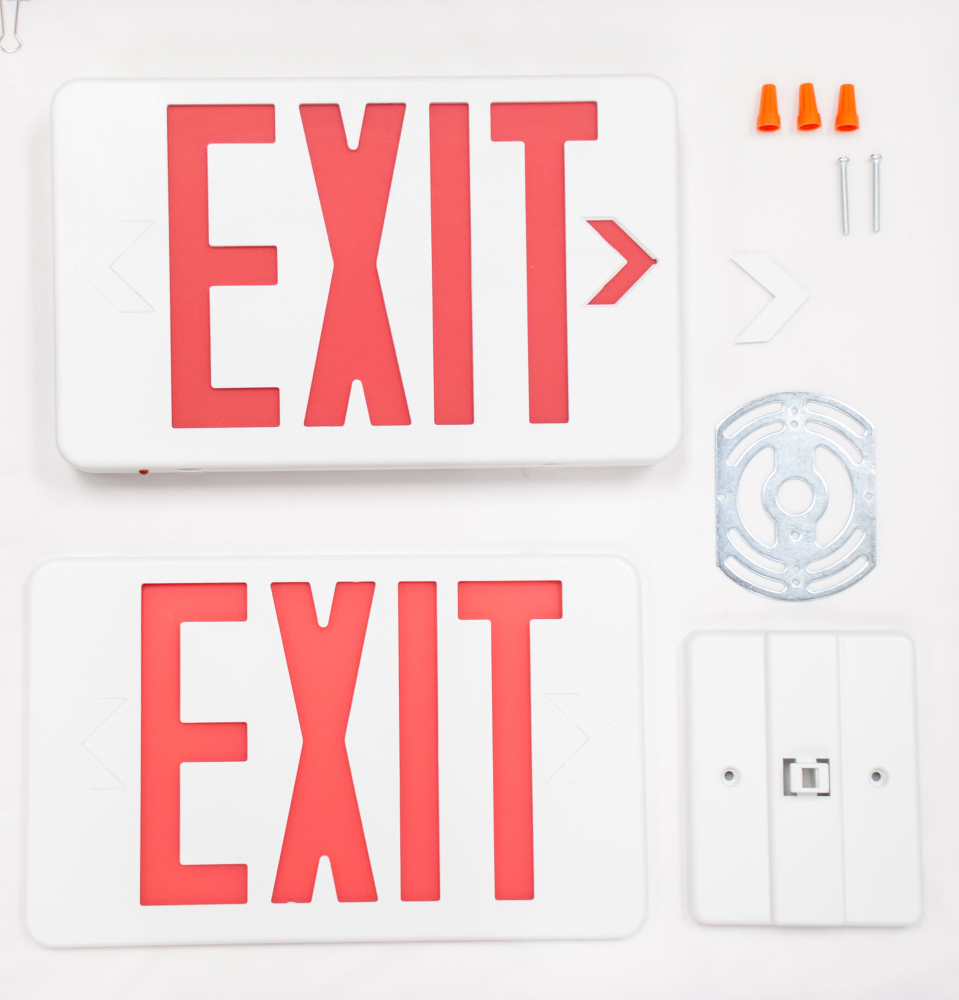6pack Wall Mounted Red LED Recharged Exit Sign Emergency Exit Lights With Backup Battery
