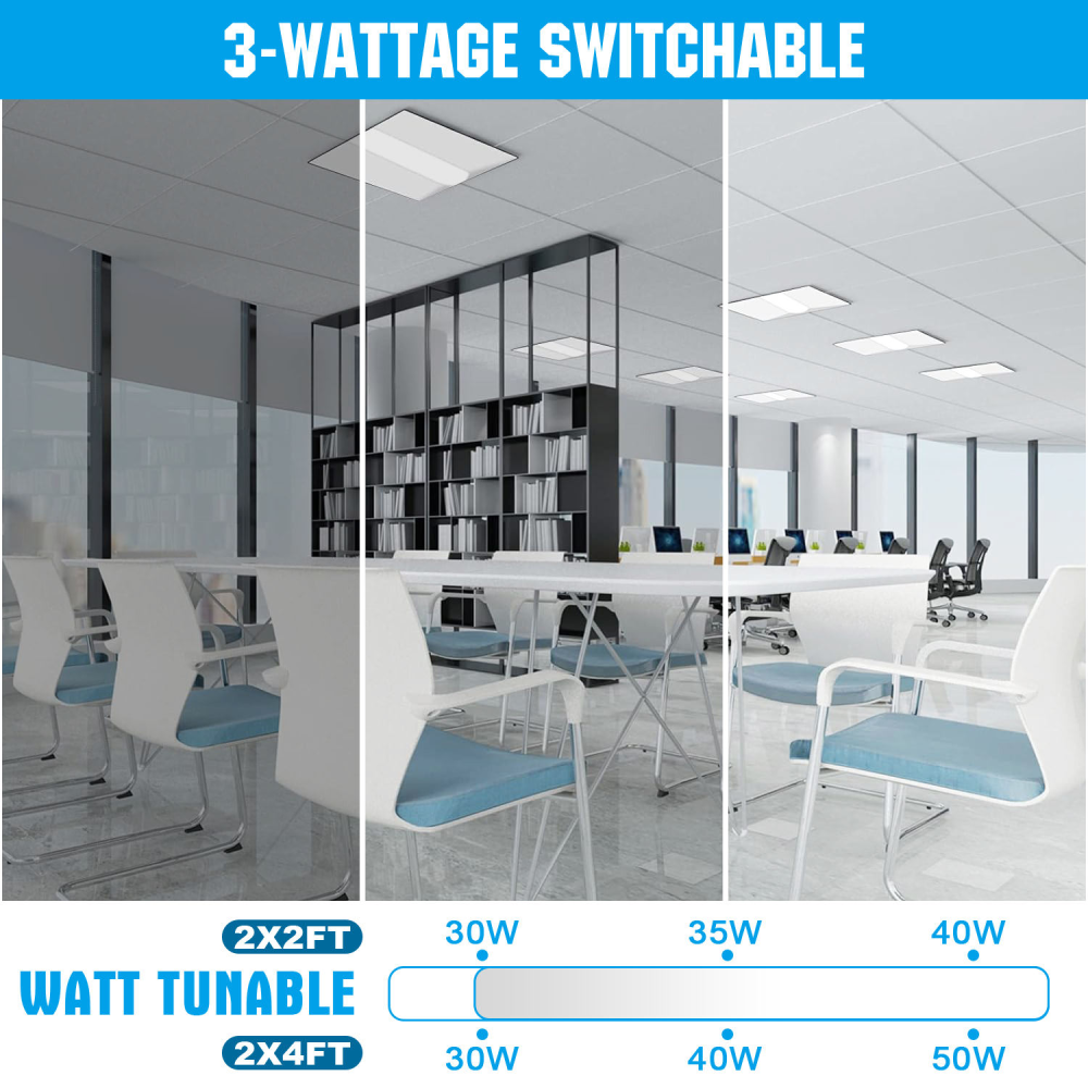 4pack 2x4 Troffer Lighting Dimmable Panel Light for Office & School 36w/50w Retrofit Kit LED Indirect Troffer Lights Recessed Mounted