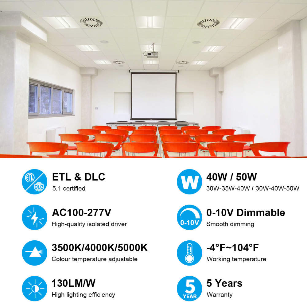 4pack 2x4 Troffer Lighting Dimmable Panel Light for Office & School 36w/50w Retrofit Kit LED Indirect Troffer Lights Recessed Mounted