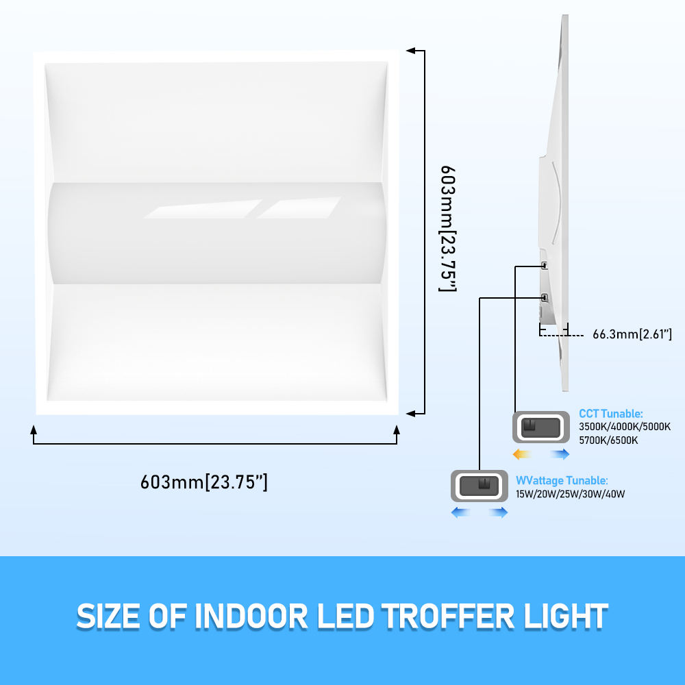 Special Offer Good Quality TRF2X2 40W 5CCT Selcetable LED Troffer Light White 5200Lm 40W Durable LED Lights