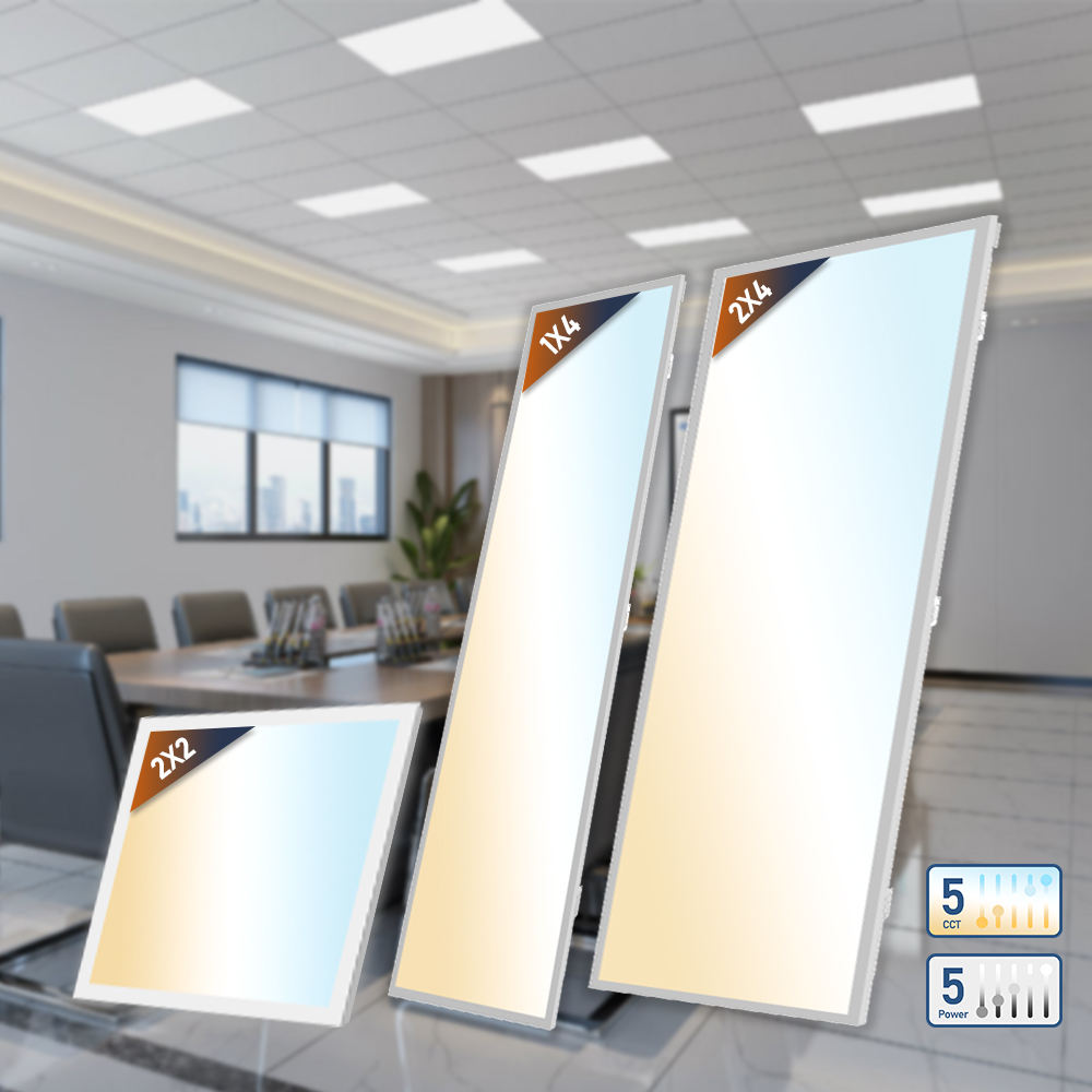 4PACK ETL DLC 5.1 Premium Work Shop Light 2x4' 72W 5CCT LED Panel Light