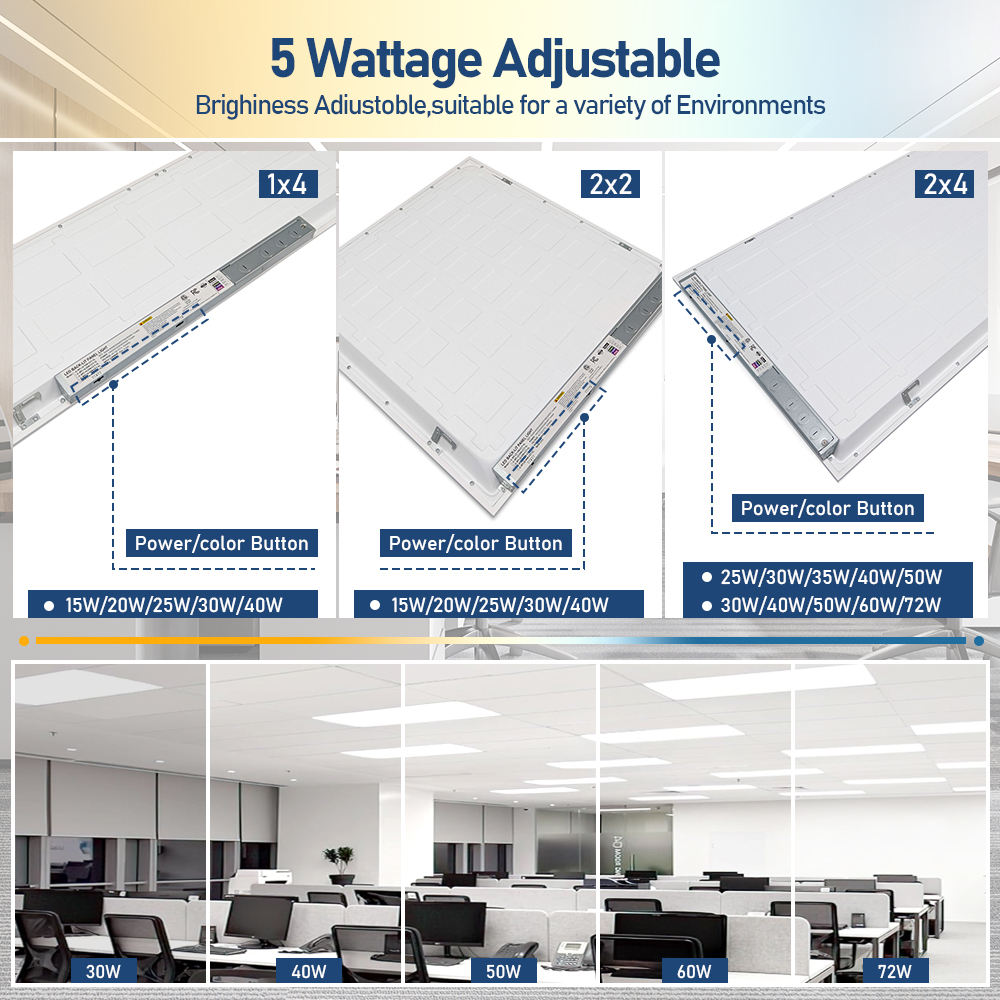 4PACK ETL DLC 5.1 Premium Work Shop Light 2x4' 72W 5CCT LED Panel Light