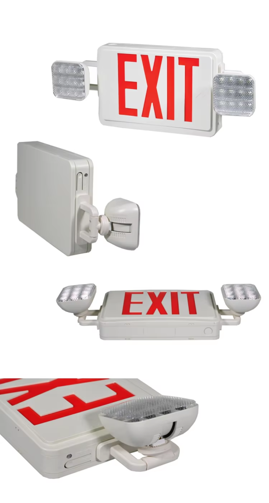6pack UL Listed Double Sided Led Exit Sign Combo with Twin Lamp Heads SINCE 1967