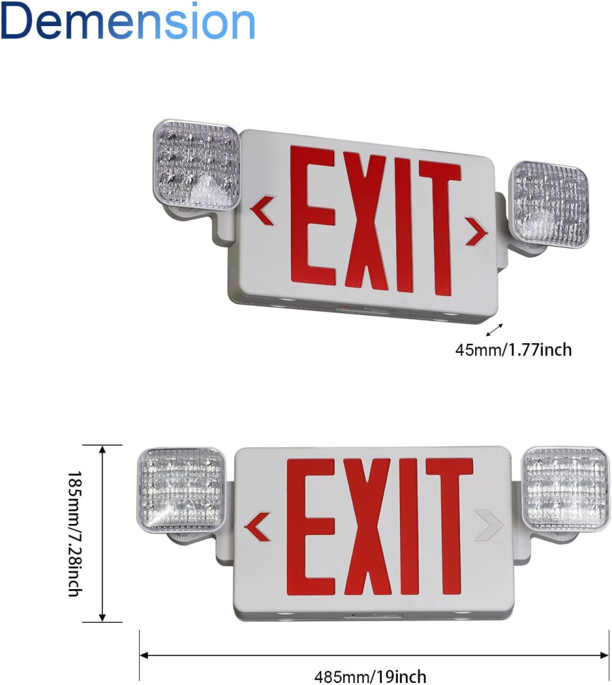 6pack UL Listed Double Sided Led Exit Sign Combo with Twin Lamp Heads SINCE 1967