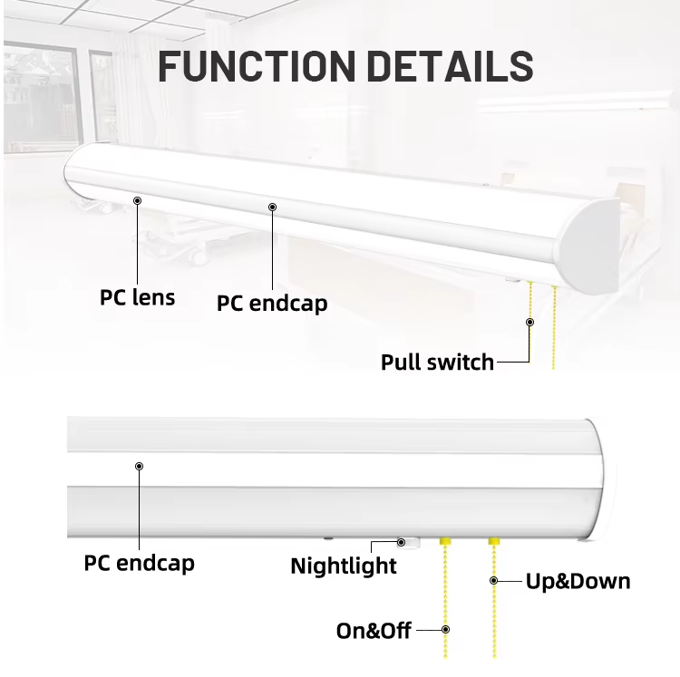 Dimmable Hospital Bed Light 4000K Aluminum Lamp Body Commercial LED Overbed Light for Hospital Hallway Bed