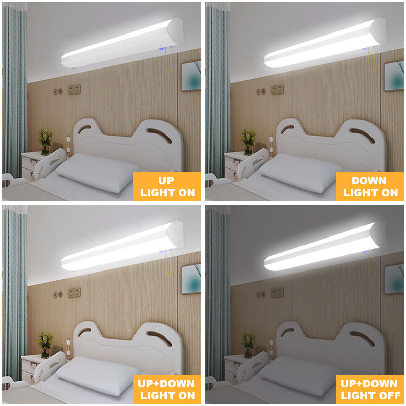 Dimmable Hospital Bed Light 4000K Aluminum Lamp Body Commercial LED Overbed Light for Hospital Hallway Bed