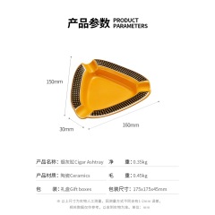 Cigar Ashtray Creative Triangle Three Cigarette Grooves Large Diameter Ceramic Household Ashtray Saucer