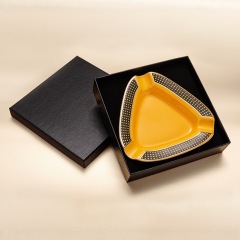 Cigar Ashtray Creative Triangle Three Cigarette Grooves Large Diameter Ceramic Household Ashtray Saucer