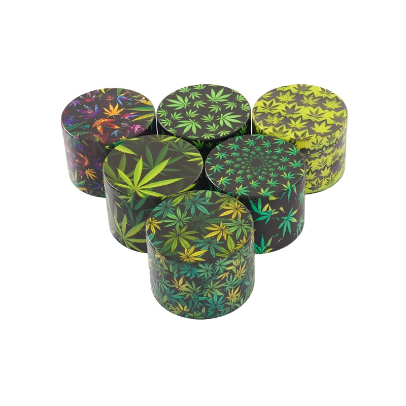 Wholesale High-definition Cannabis Leaf Print Zinc Alloy Grinder