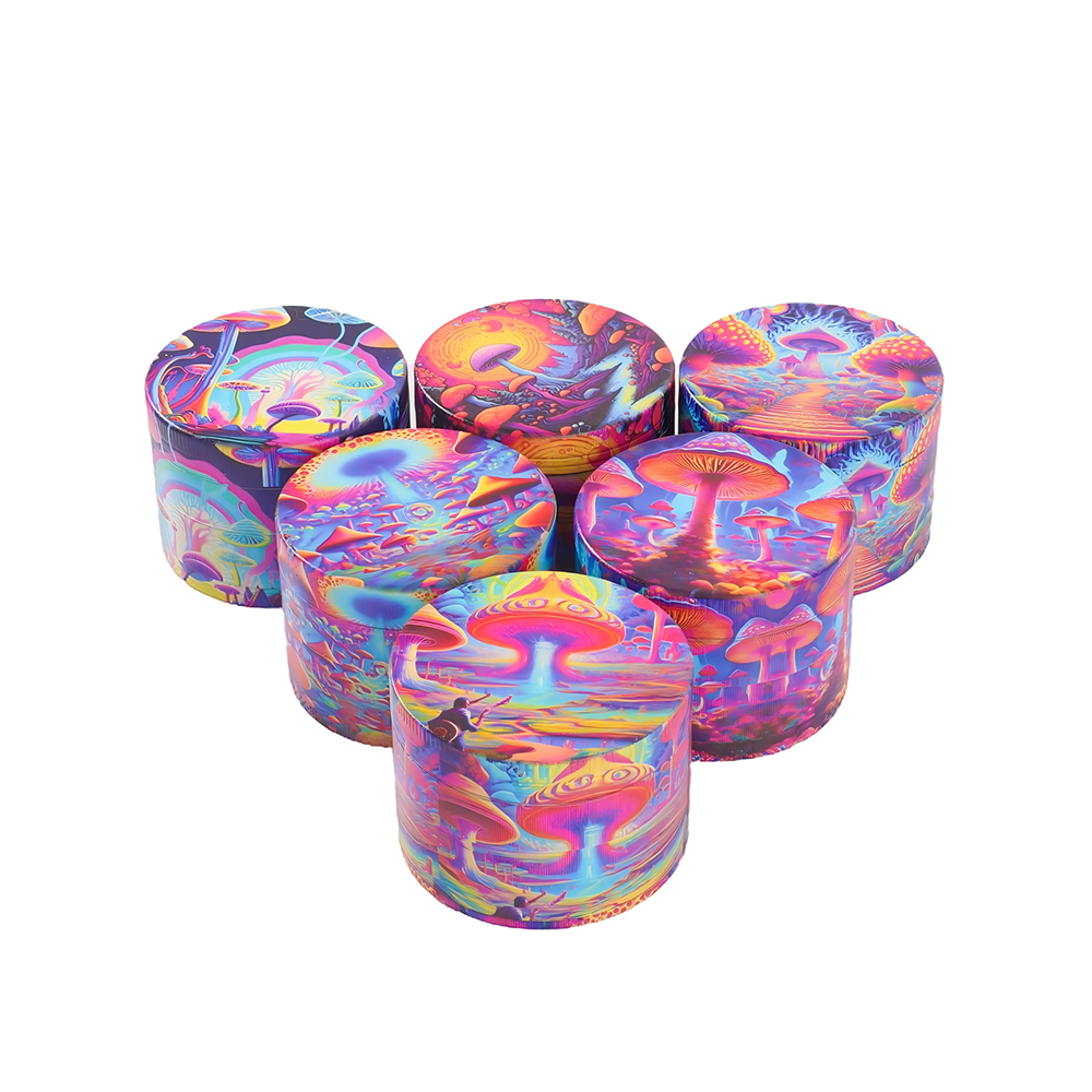 Wholesale High-definition Mushroom Print Zinc Alloy Grinder