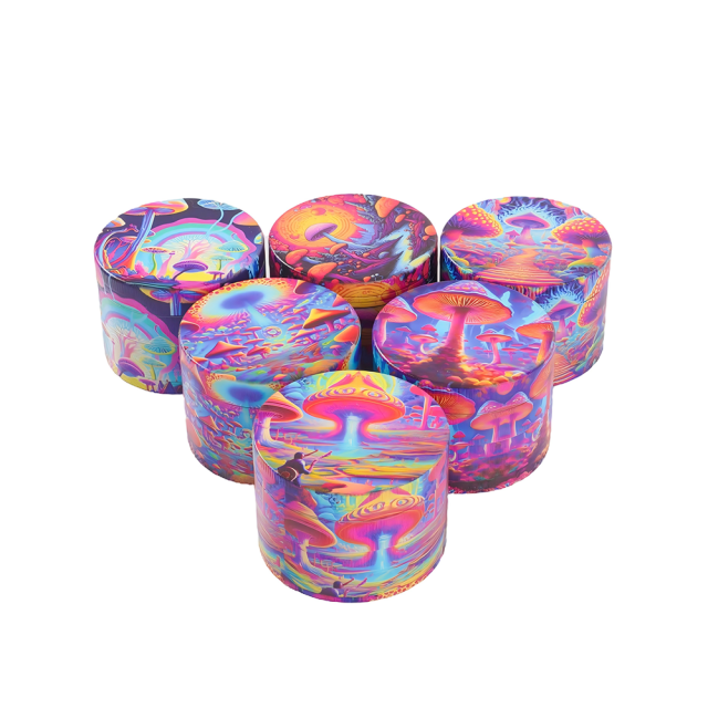 Wholesale High-definition Mushroom Print Zinc Alloy Grinder