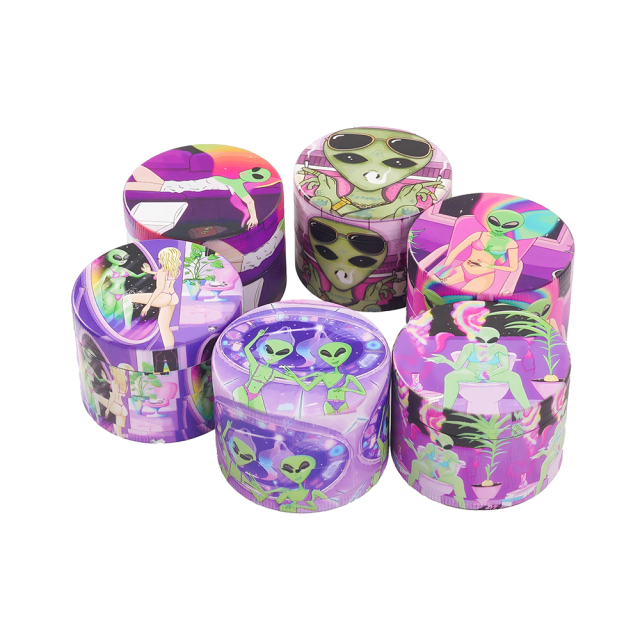 Wholesale High-definition Alien Print Zinc Alloy Grinder