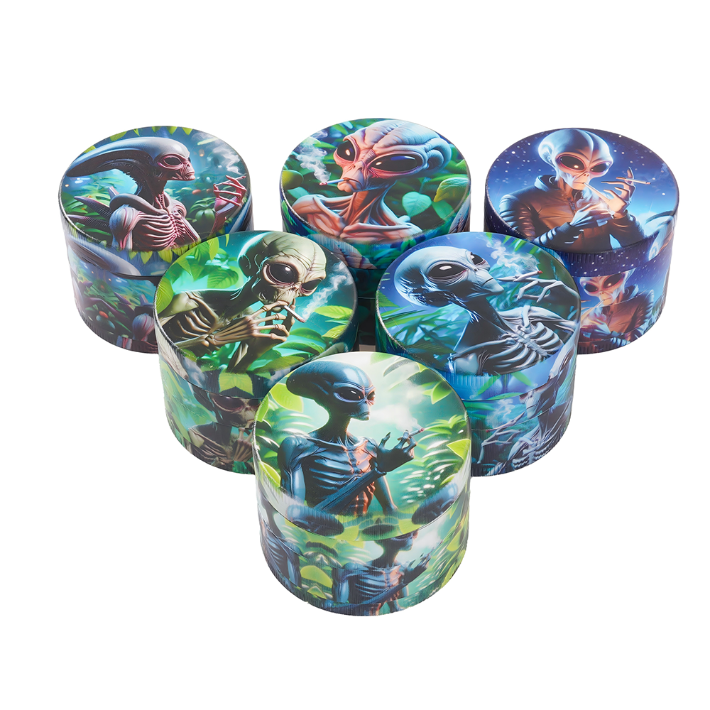 Wholesale High-definition Alien Print Zinc Alloy Grinder