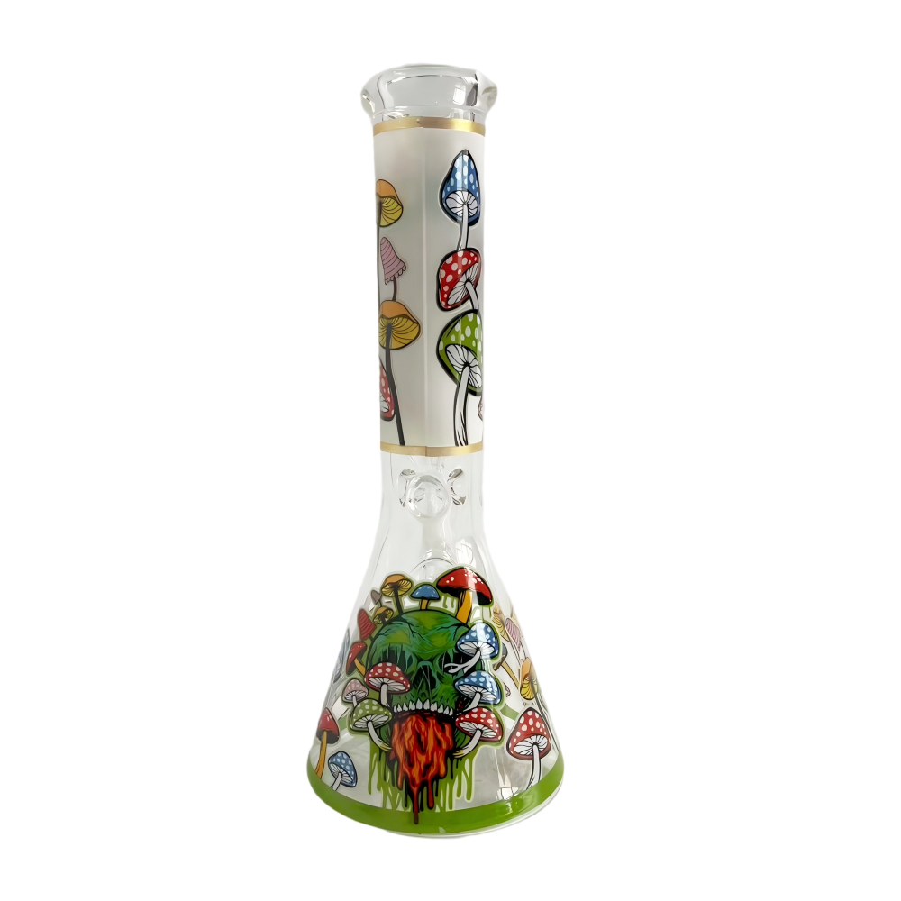 Wholesale Custom LOGO Skull Design Waterpipe Glass Bong Beaker Bong
