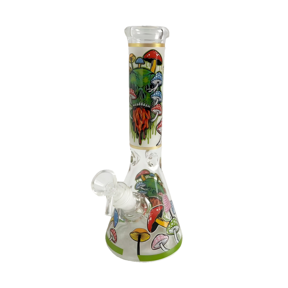 Wholesale Custom LOGO Skull Design Waterpipe Glass Bong Beaker Bong