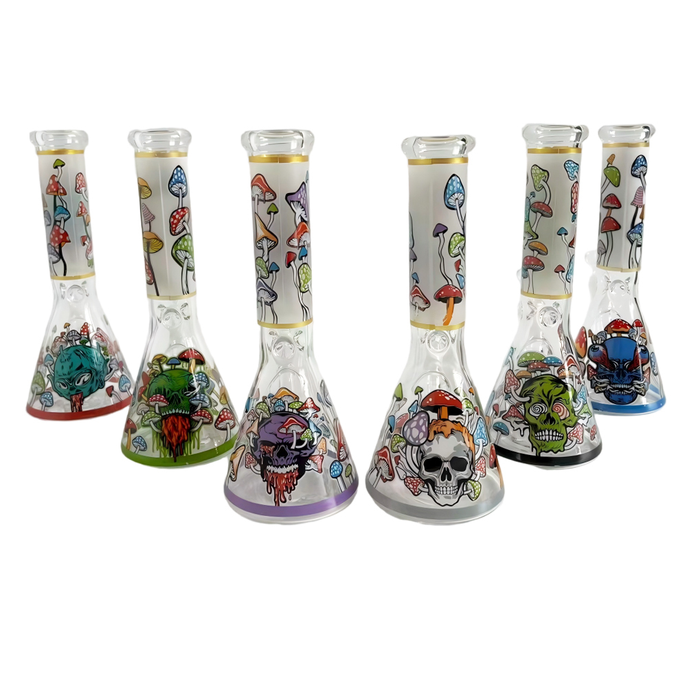 Wholesale Custom LOGO Skull Design Waterpipe Glass Bong Beaker Bong
