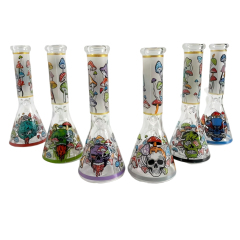 Wholesale Custom LOGO Skull Design Waterpipe Glass Bong Beaker Bong