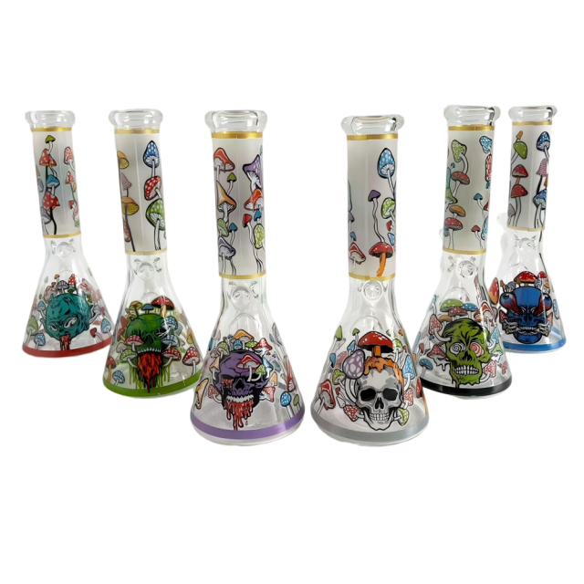 Wholesale Custom LOGO Skull Design Waterpipe Glass Bong Beaker Bong