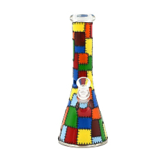 Wholesale Classic Plaid Pattern Glass Bong Waterpipe Beaker Bong