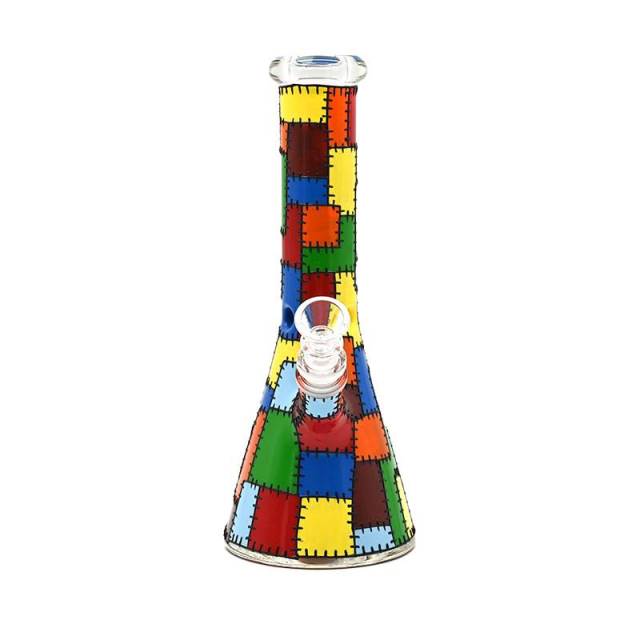 Wholesale Classic Plaid Pattern Glass Bong Waterpipe Beaker Bong