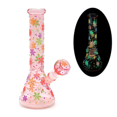 Wholesale Flower Design Luminous Waterpipe Glass Bong Beaker Bong