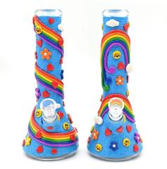 Wholesale Cute Rainbow Glass Bong Waterpipe Beaker Bong