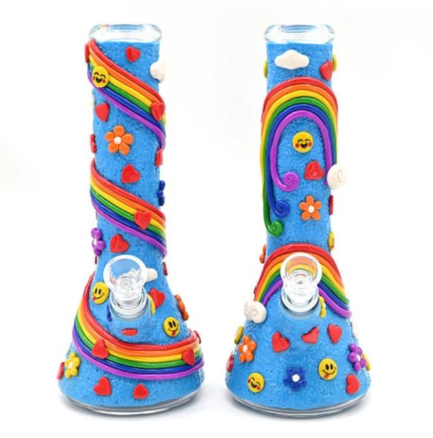 Wholesale Cute Rainbow Glass Bong Waterpipe Beaker Bong