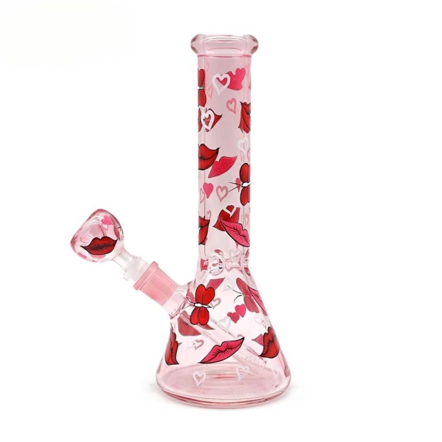 Wholesale Sexy Lips Design Glass Bong Waterpipe Beaker Bong with Bowl