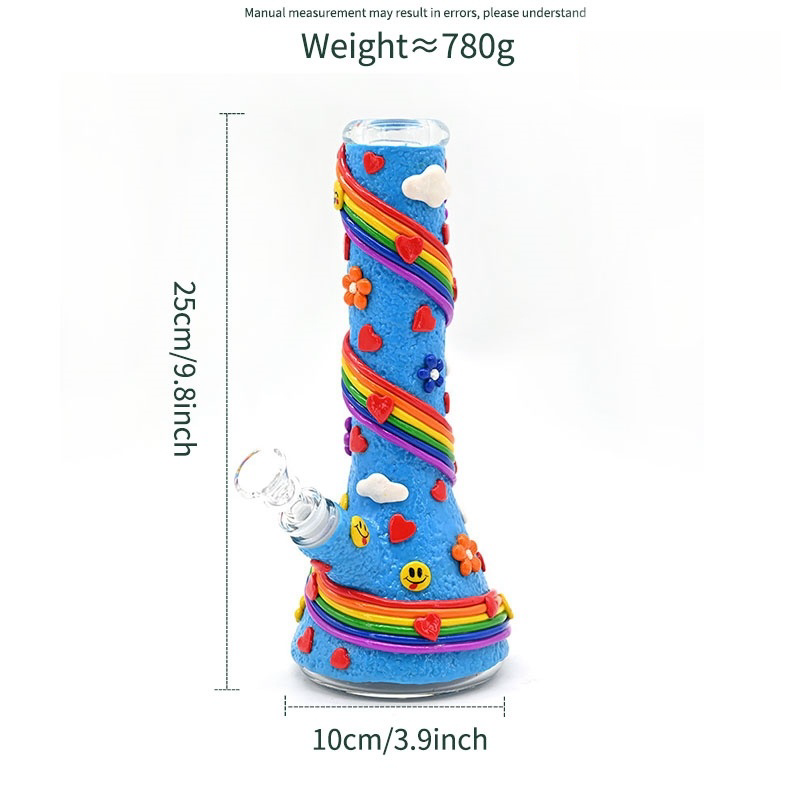 Wholesale Cute Rainbow Glass Bong Waterpipe Beaker Bong