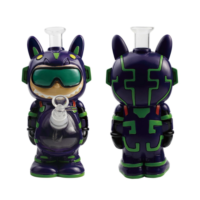 Wholesale Cat Robot Design Soft Silicone Waterpipe Glass Bong from Honghui Smoking