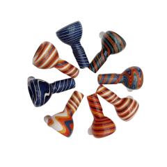 Wholesale 14mm Colorful Stripes Design Glass Bowl for Glass Bong