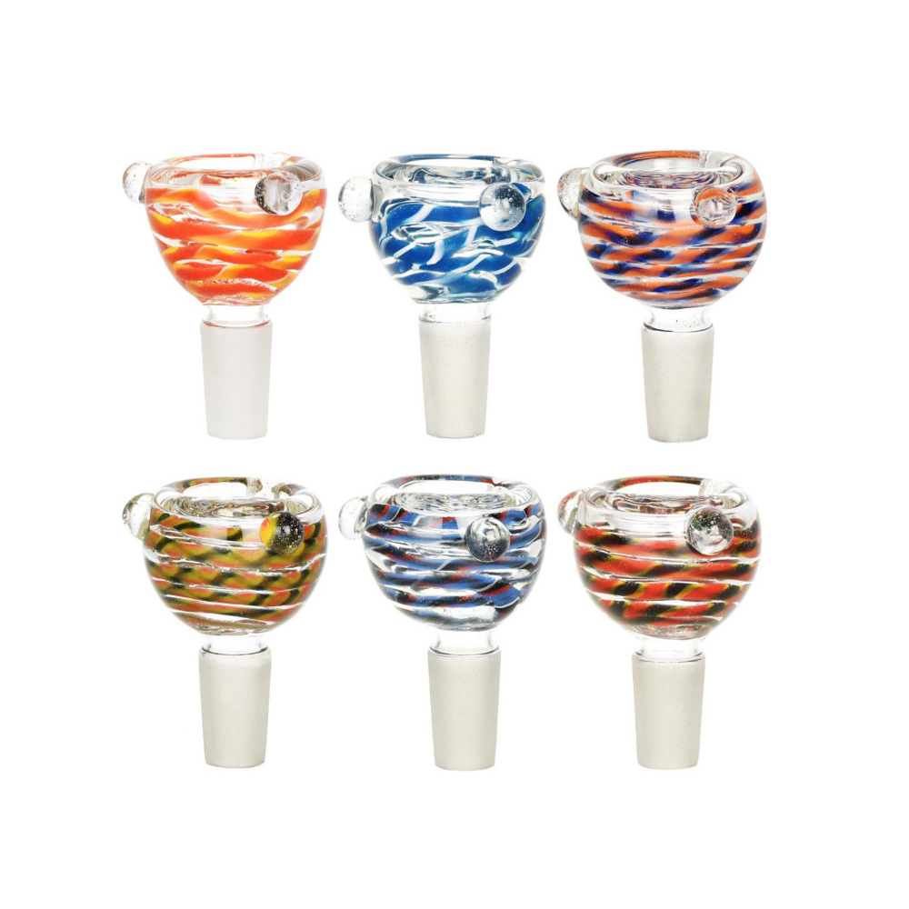 Wholesale Glass Bong Accessories Colorful Striped Pattern 14mm Glass Bowl
