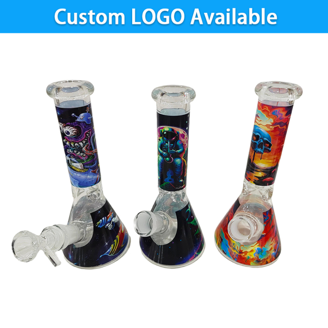 Wholesale Custom LOGO 8inch Glass Bong Waterpipe Beaker Bong