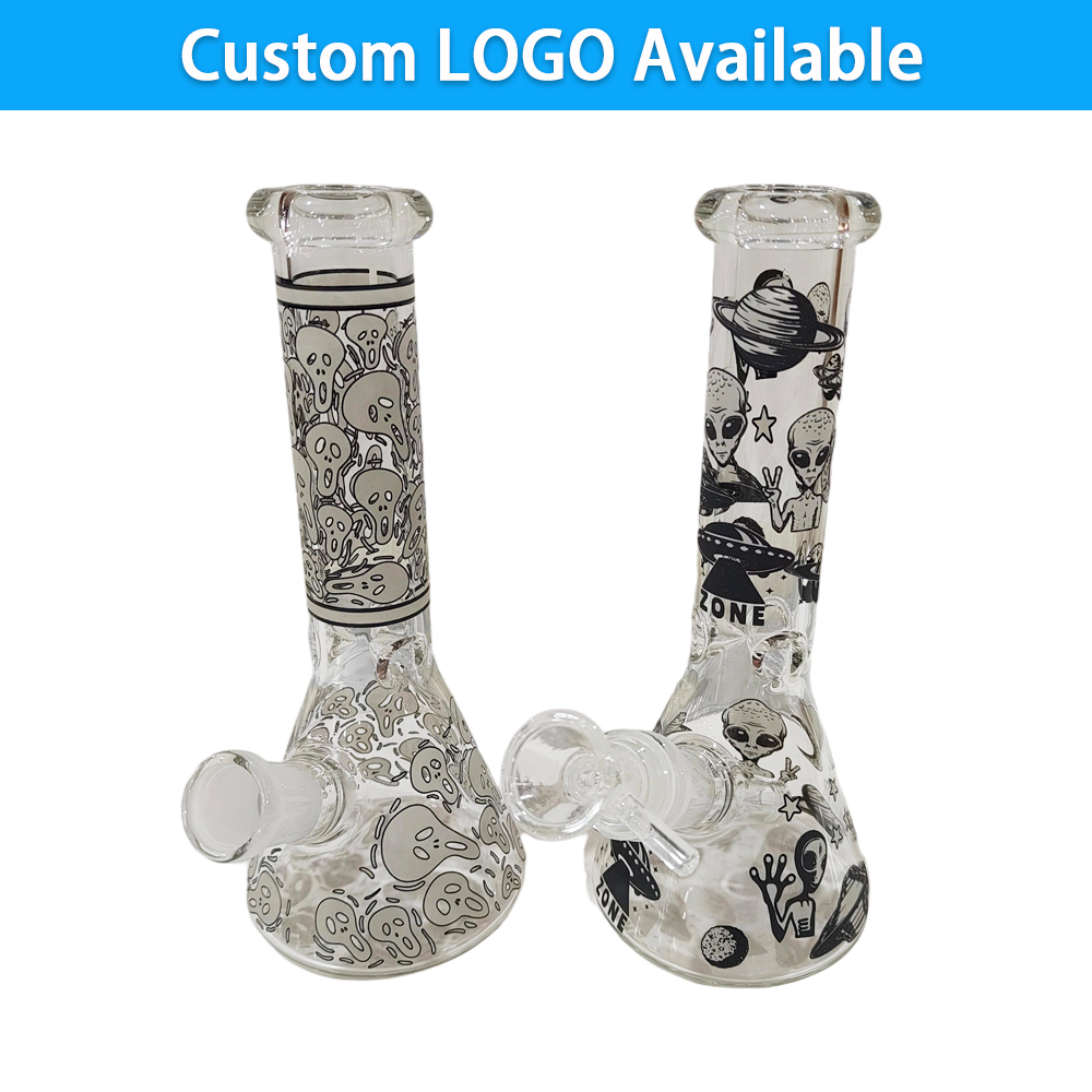 Wholesale Custom LOGO 8inch Alien Design Glass Bong Waterpipe Beaker Bong
